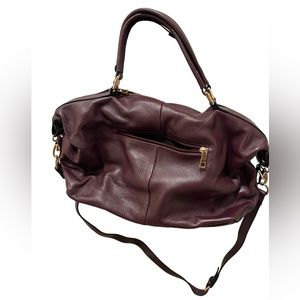 ORA DELPHINE Brown/Maroon Leather Classic Bag
